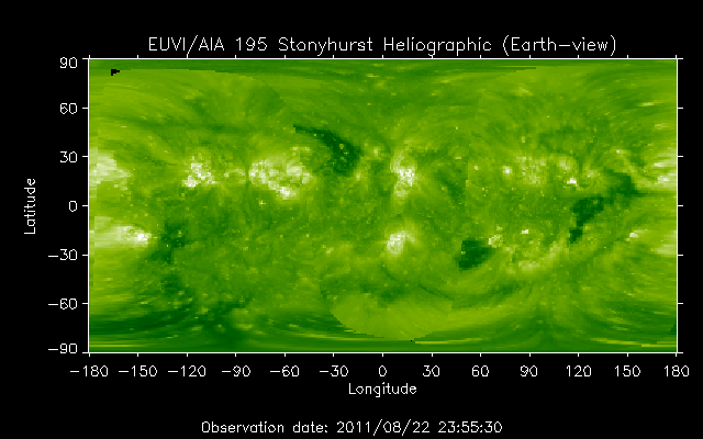 EUVI 195 heliographic map