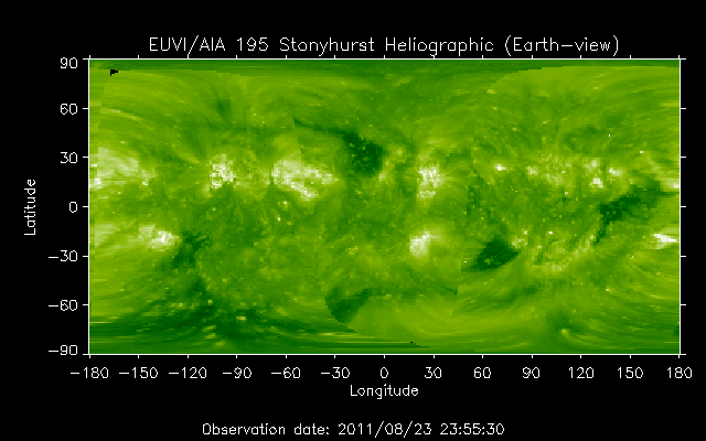EUVI 195 heliographic map