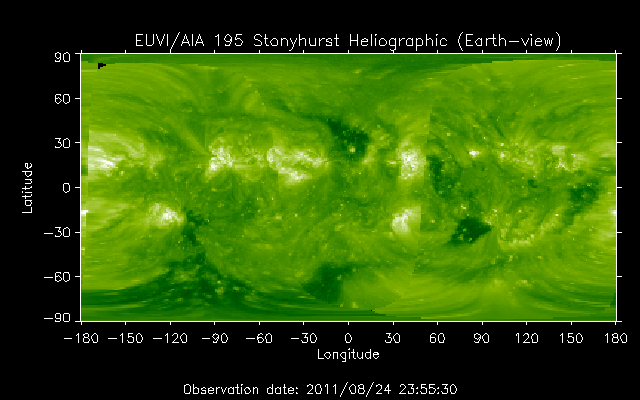 EUVI 195 heliographic map