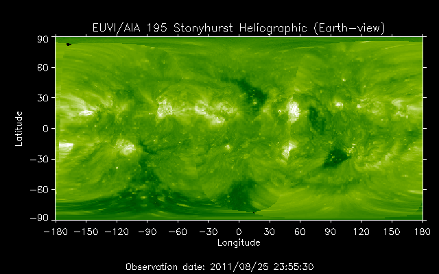 EUVI 195 heliographic map