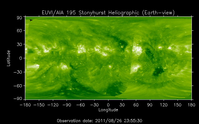 EUVI 195 heliographic map