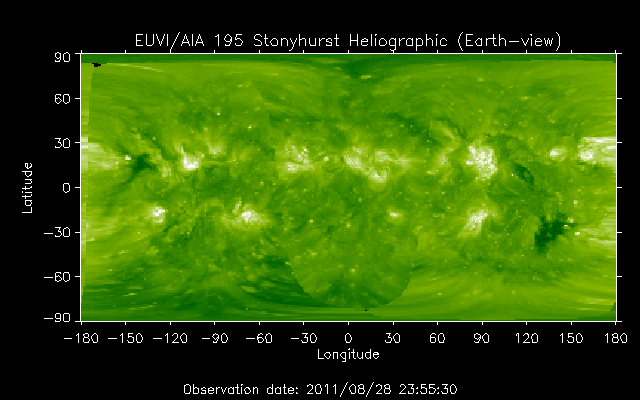 EUVI 195 heliographic map