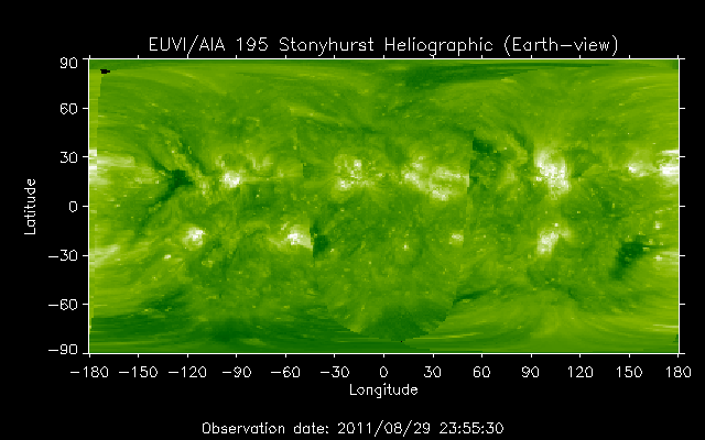 EUVI 195 heliographic map