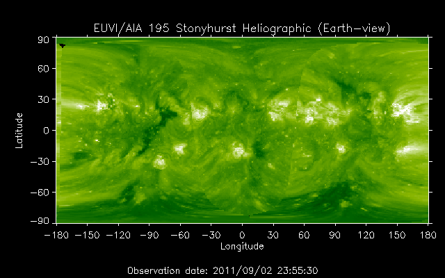 EUVI 195 heliographic map