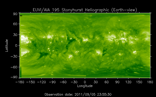 EUVI 195 heliographic map