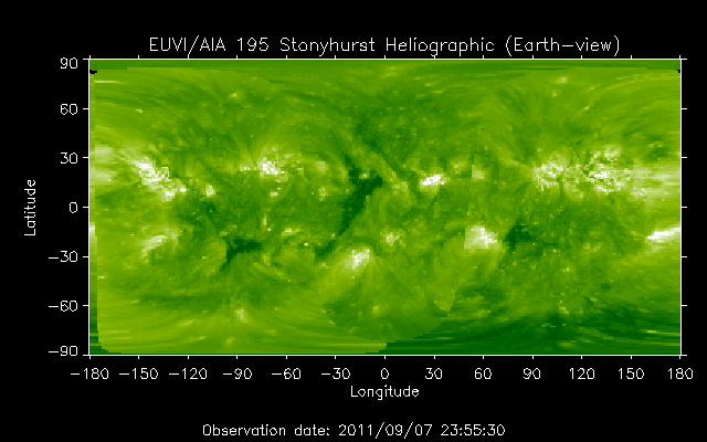 EUVI 195 heliographic map
