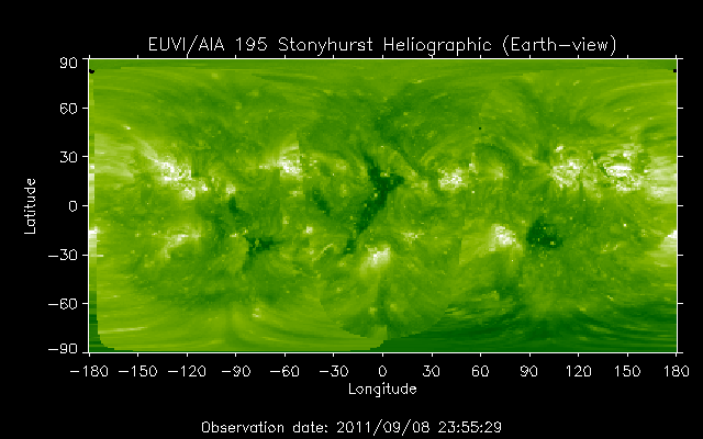EUVI 195 heliographic map
