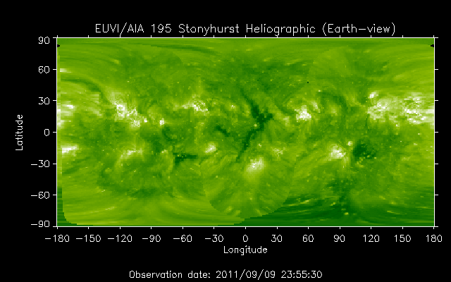 EUVI 195 heliographic map