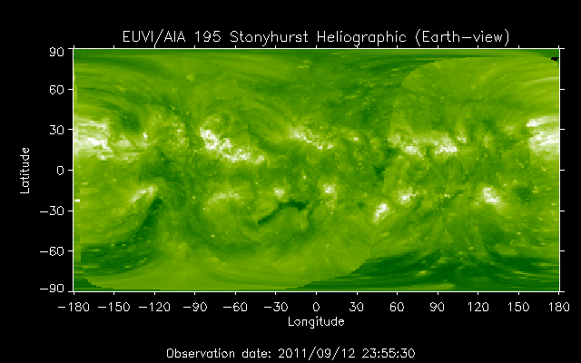 EUVI 195 heliographic map