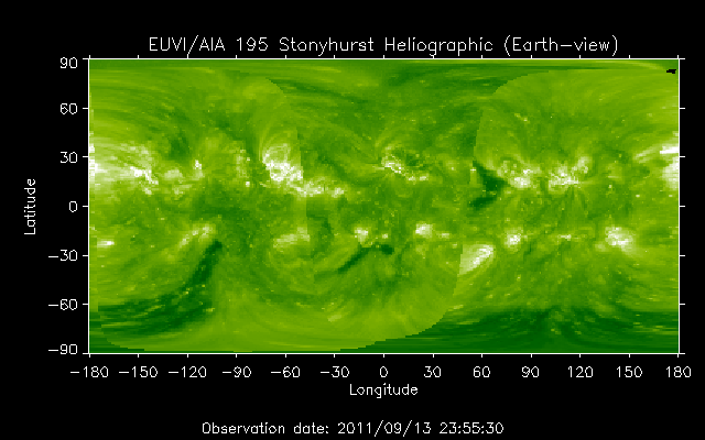 EUVI 195 heliographic map