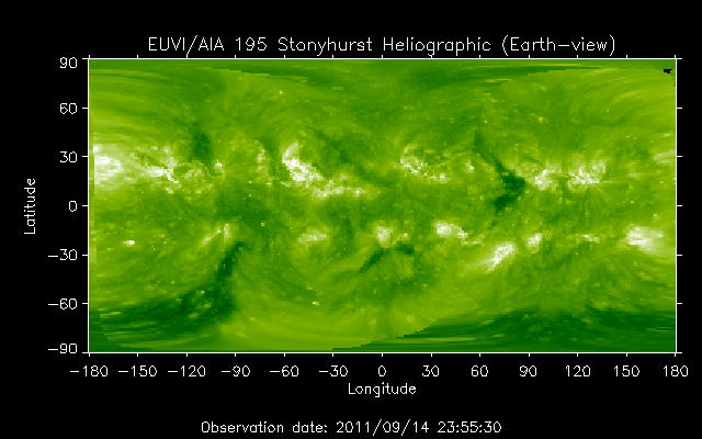 EUVI 195 heliographic map