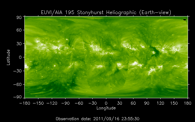 EUVI 195 heliographic map