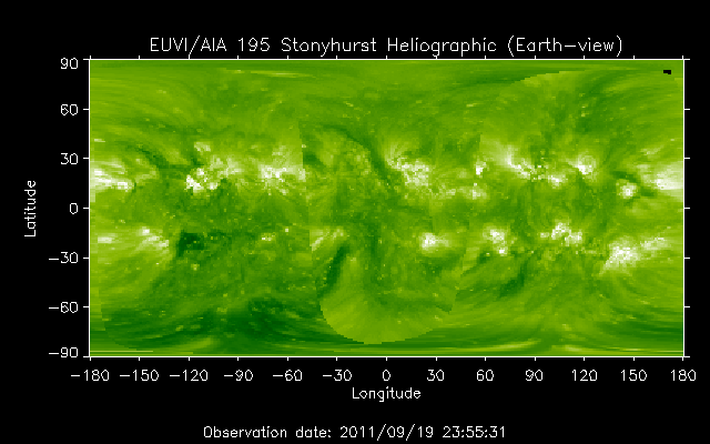 EUVI 195 heliographic map