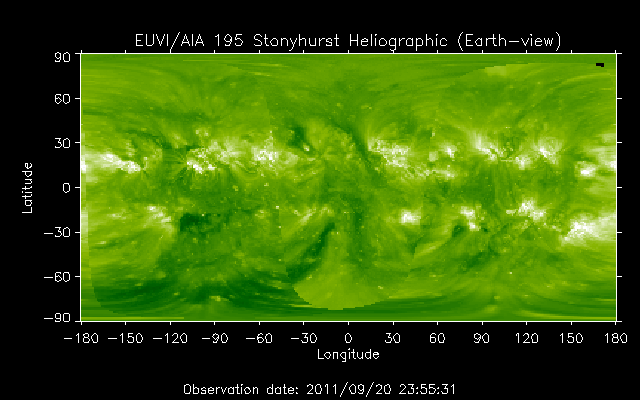 EUVI 195 heliographic map