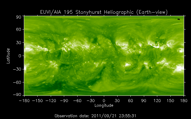 EUVI 195 heliographic map