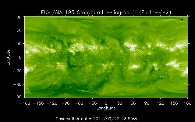 EUVI 195 heliographic map