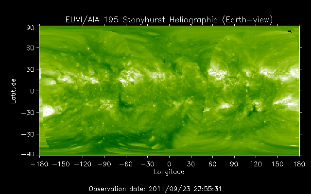 EUVI 195 heliographic map