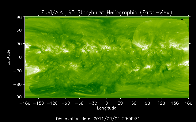 EUVI 195 heliographic map