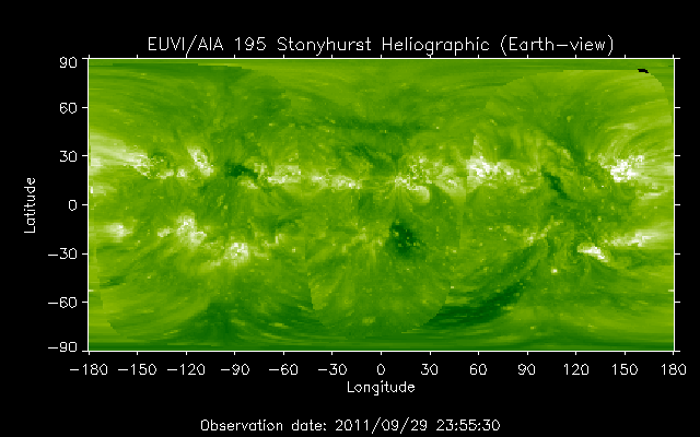 EUVI 195 heliographic map