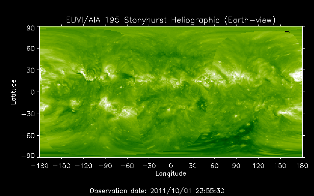 EUVI 195 heliographic map