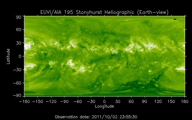EUVI 195 heliographic map
