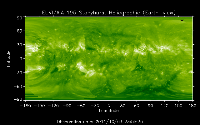 EUVI 195 heliographic map