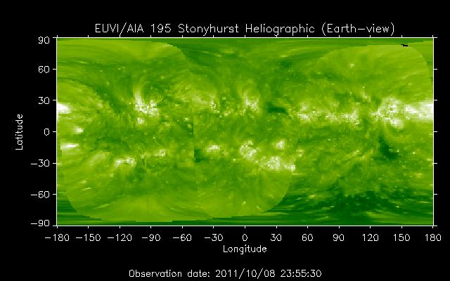 EUVI 195 heliographic map