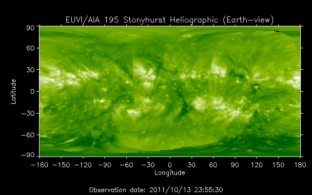 EUVI 195 heliographic map