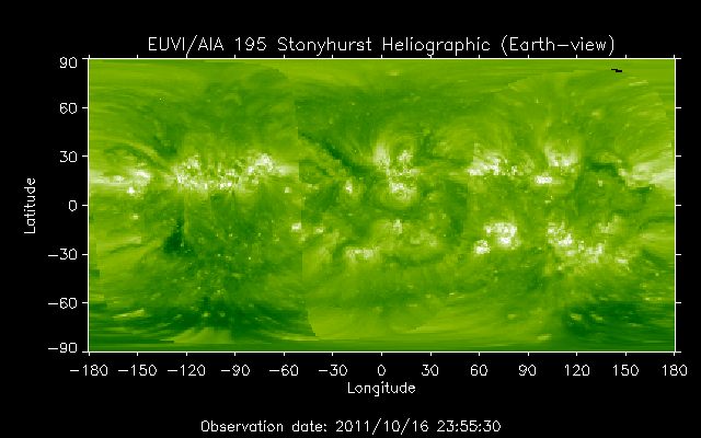 EUVI 195 heliographic map