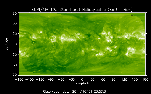 EUVI 195 heliographic map