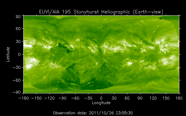 EUVI 195 heliographic map