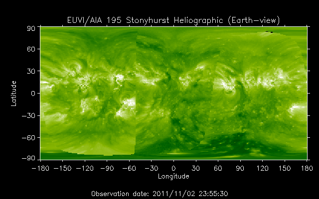 EUVI 195 heliographic map