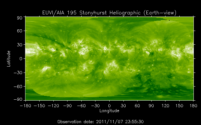 EUVI 195 heliographic map
