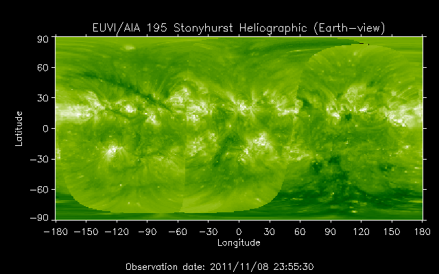 EUVI 195 heliographic map