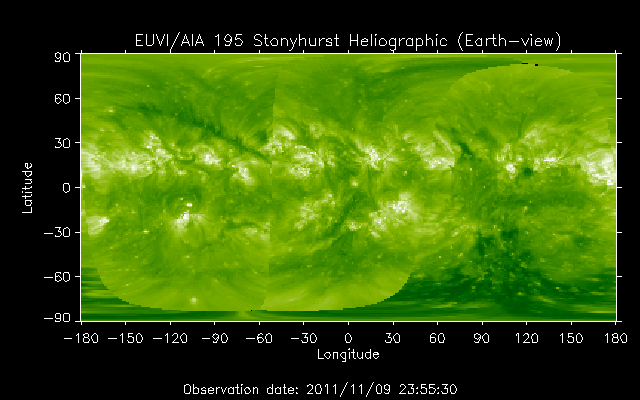 EUVI 195 heliographic map