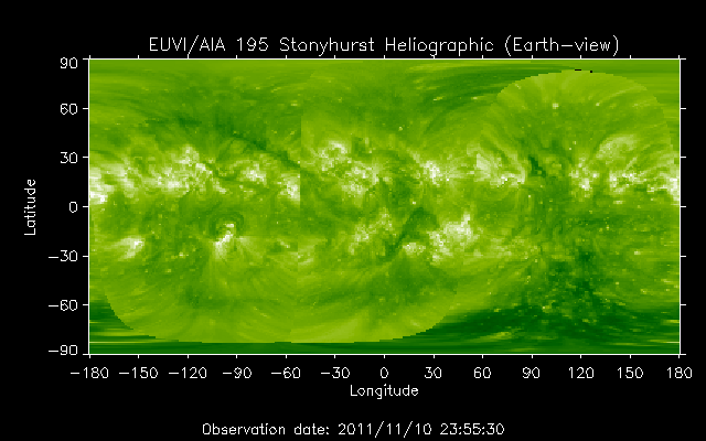EUVI 195 heliographic map