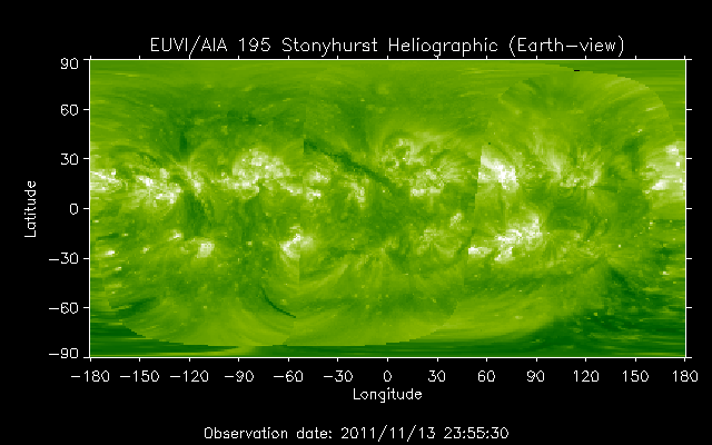 EUVI 195 heliographic map