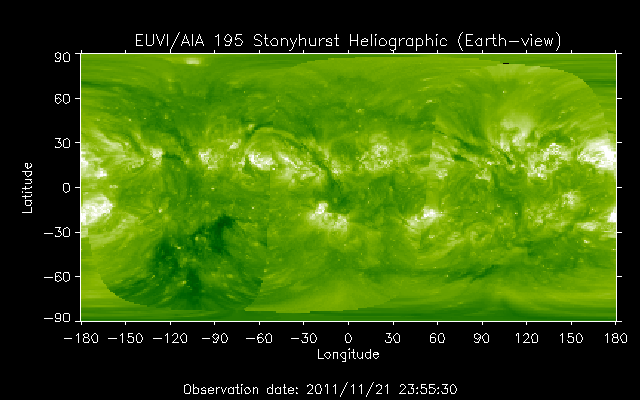 EUVI 195 heliographic map