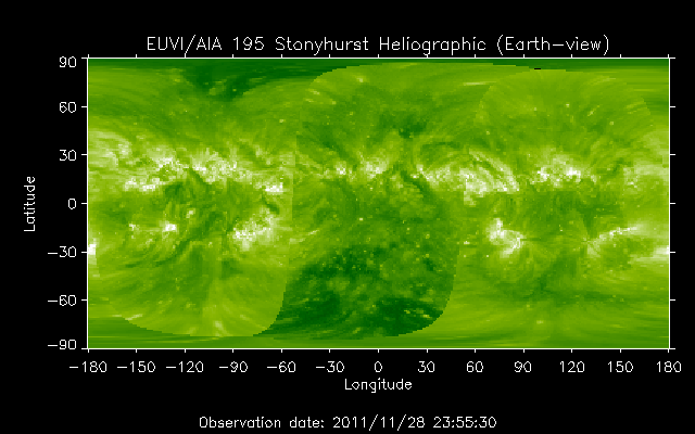 EUVI 195 heliographic map