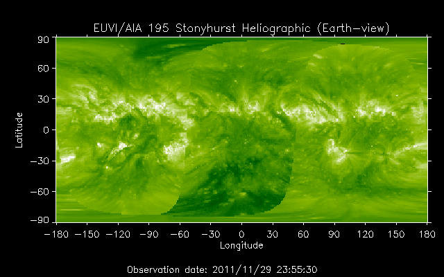EUVI 195 heliographic map