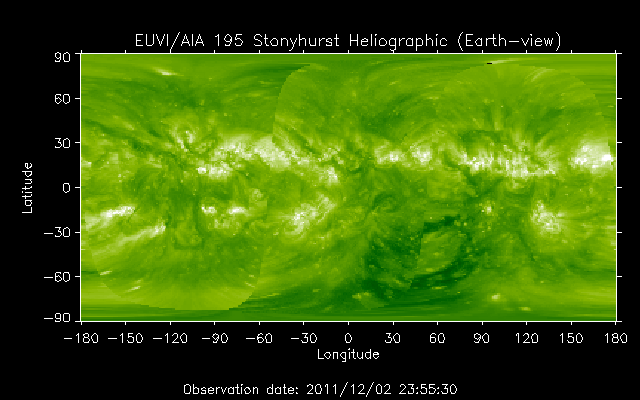 EUVI 195 heliographic map