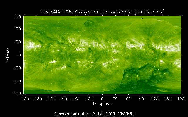 EUVI 195 heliographic map