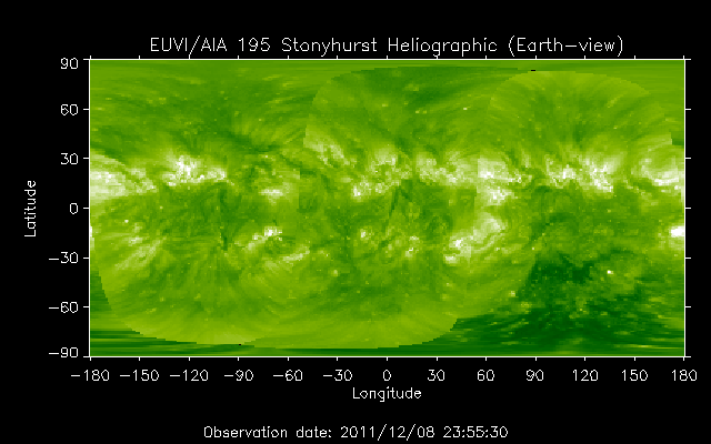 EUVI 195 heliographic map