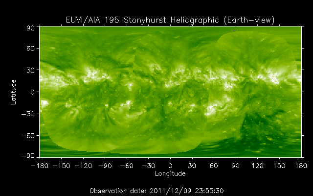 EUVI 195 heliographic map
