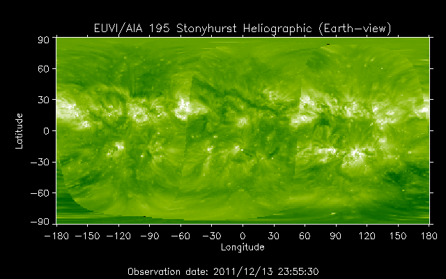 EUVI 195 heliographic map