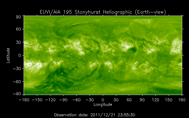EUVI 195 heliographic map