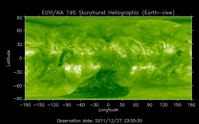 EUVI 195 heliographic map