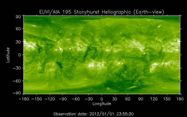 EUVI 195 heliographic map