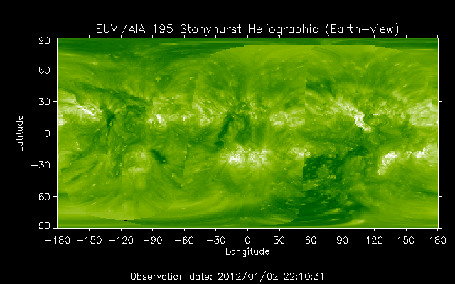 EUVI 195 heliographic map
