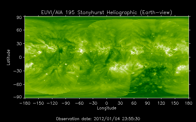 EUVI 195 heliographic map